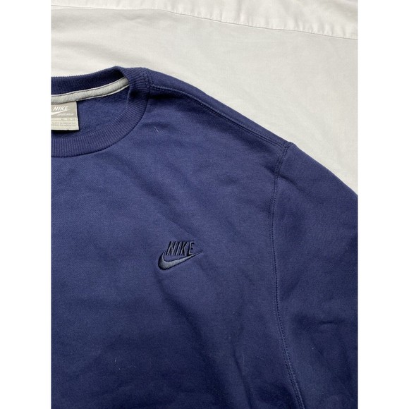 Navy Blue Nike Mini Swoosh Crewneck Sweatshirt XL - Grey Tag - Picture 2 of 4